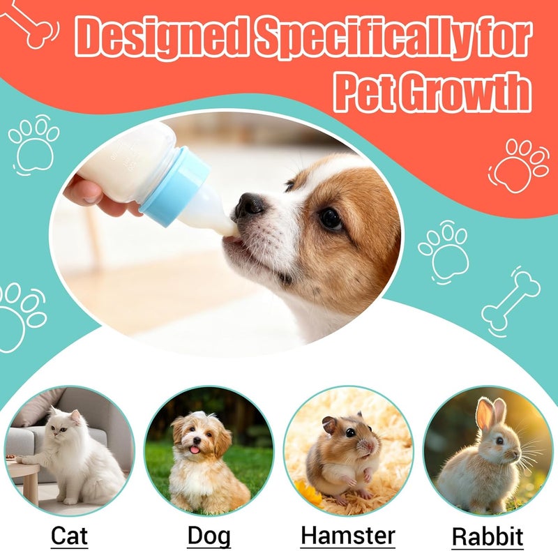 DEMORA Kitten Bottle Feeding Kit, Graduated Nursing Feeding Bottles for Pet Kitten Puppy Hamster Rabbit with Two Kinds of Replaceable Nipples Feeder (Clear, 4 oz) - Image 4